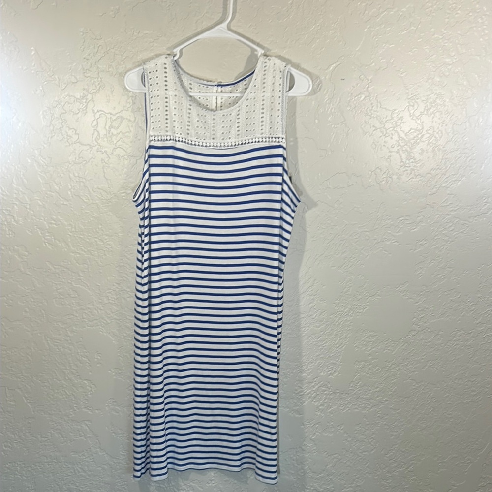 Market & Spruce Blue and White Sleeveless Sundress